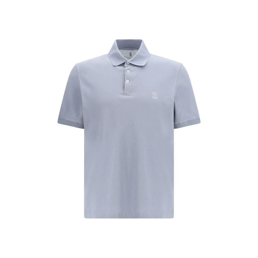 Brunello Cucinelli Blaues Baumwoll-Polohemd