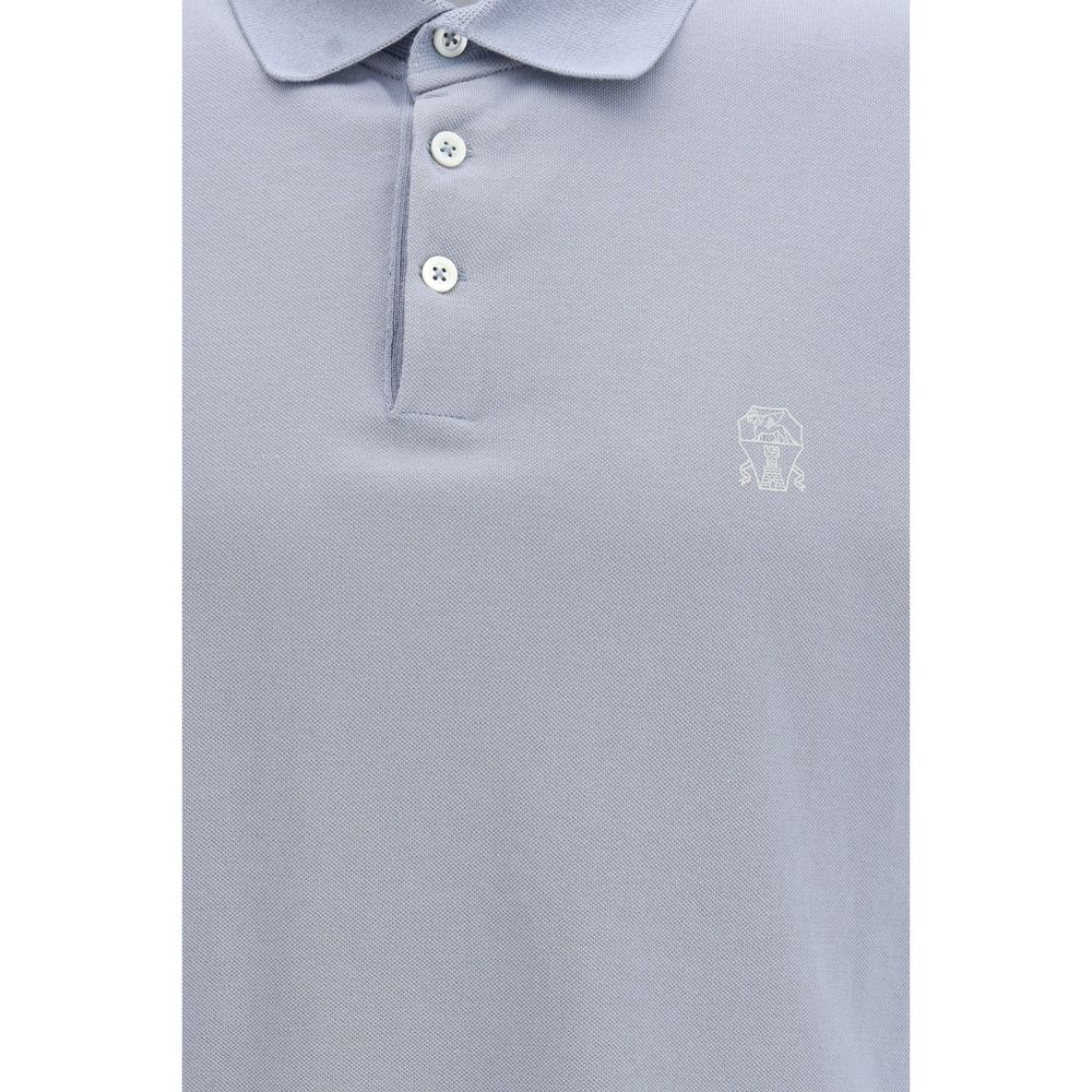 Brunello Cucinelli Blaues Baumwoll-Polohemd