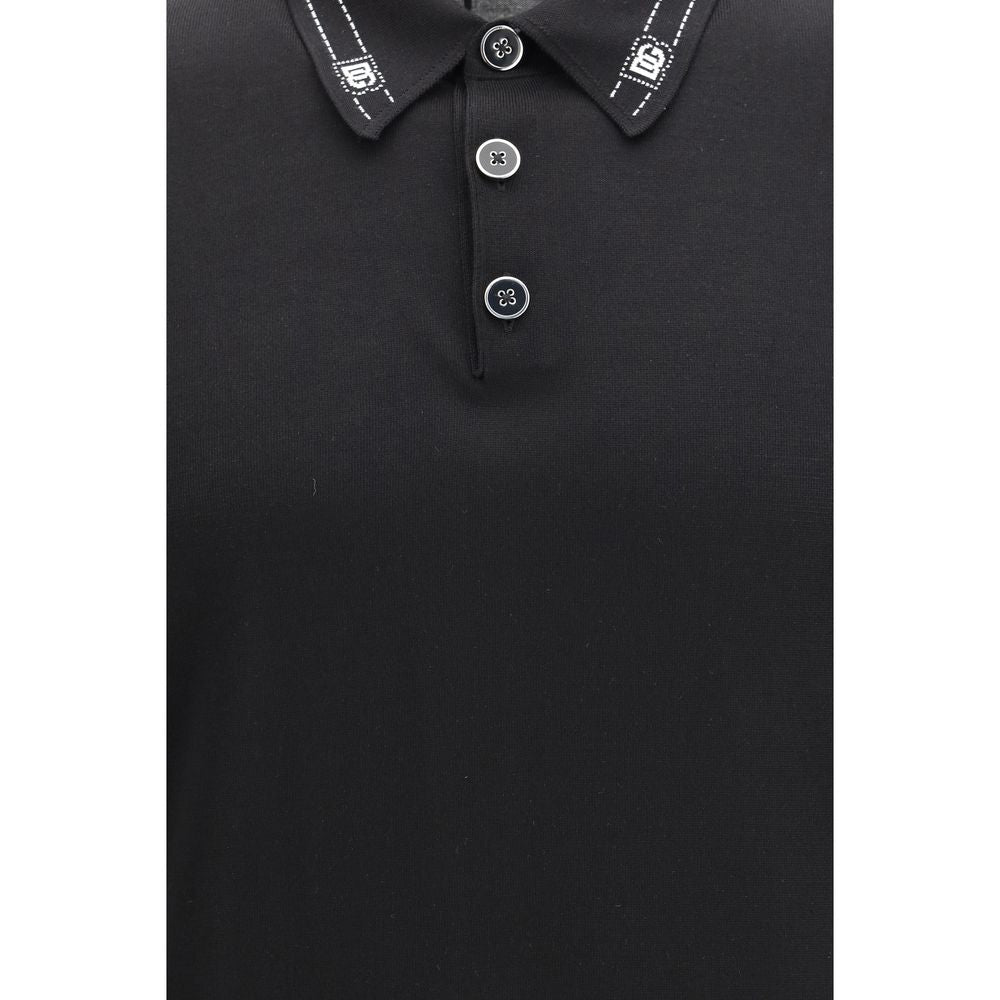 Dolce & Gabbana Schwarzes Poloshirt aus Seide
