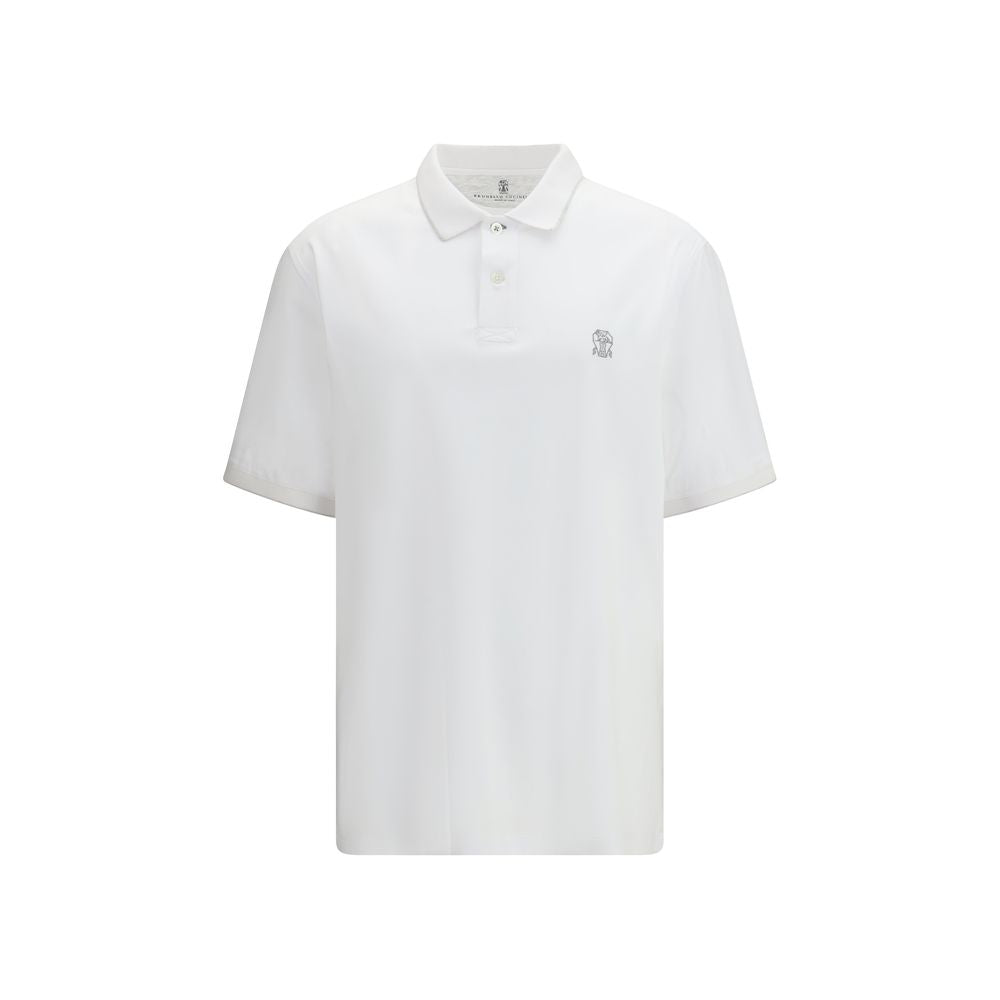 Brunello Cucinelli Weißes Polohemd aus Baumwolle