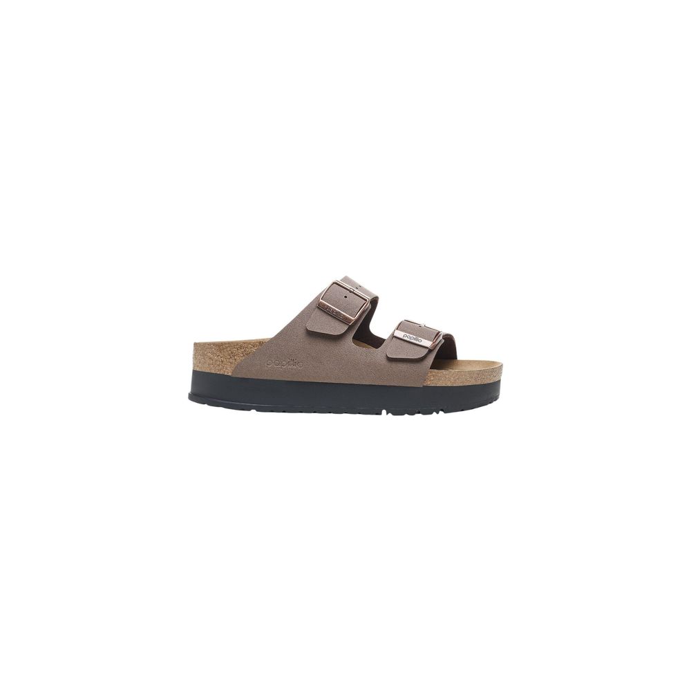 Birkenstock Brown Faux Leather Platform Sandals
