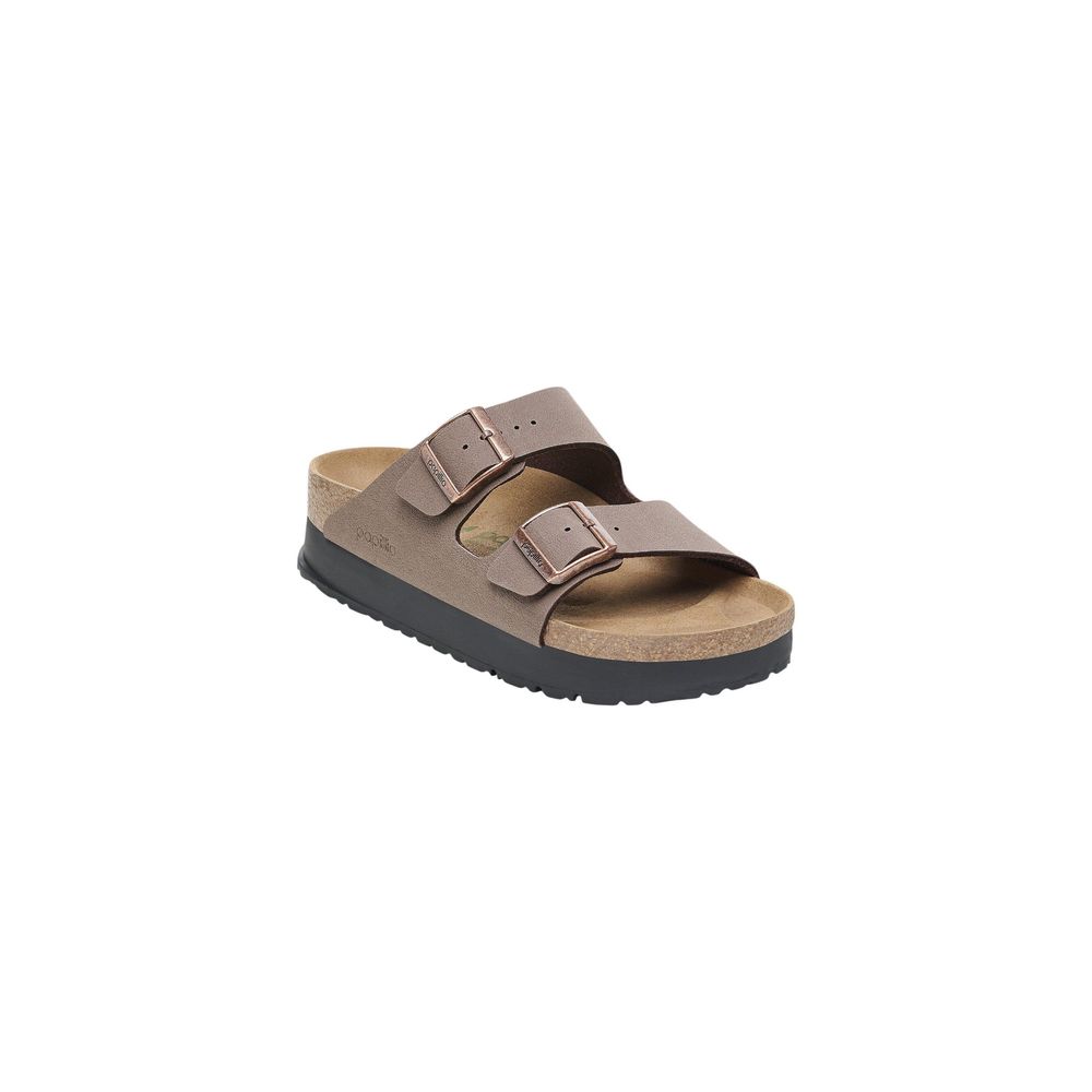Birkenstock Brown Faux Leather Platform Sandals