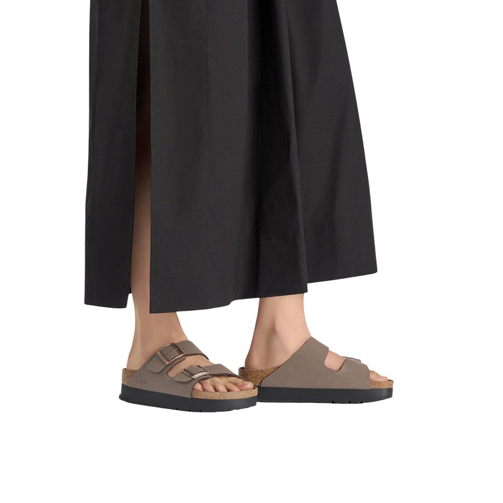 Birkenstock Brown Faux Leather Platform Sandals