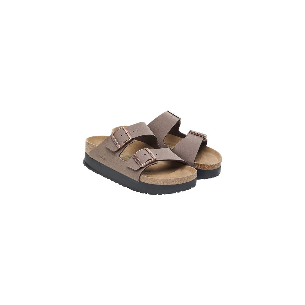 Birkenstock Brown Faux Leather Platform Sandals