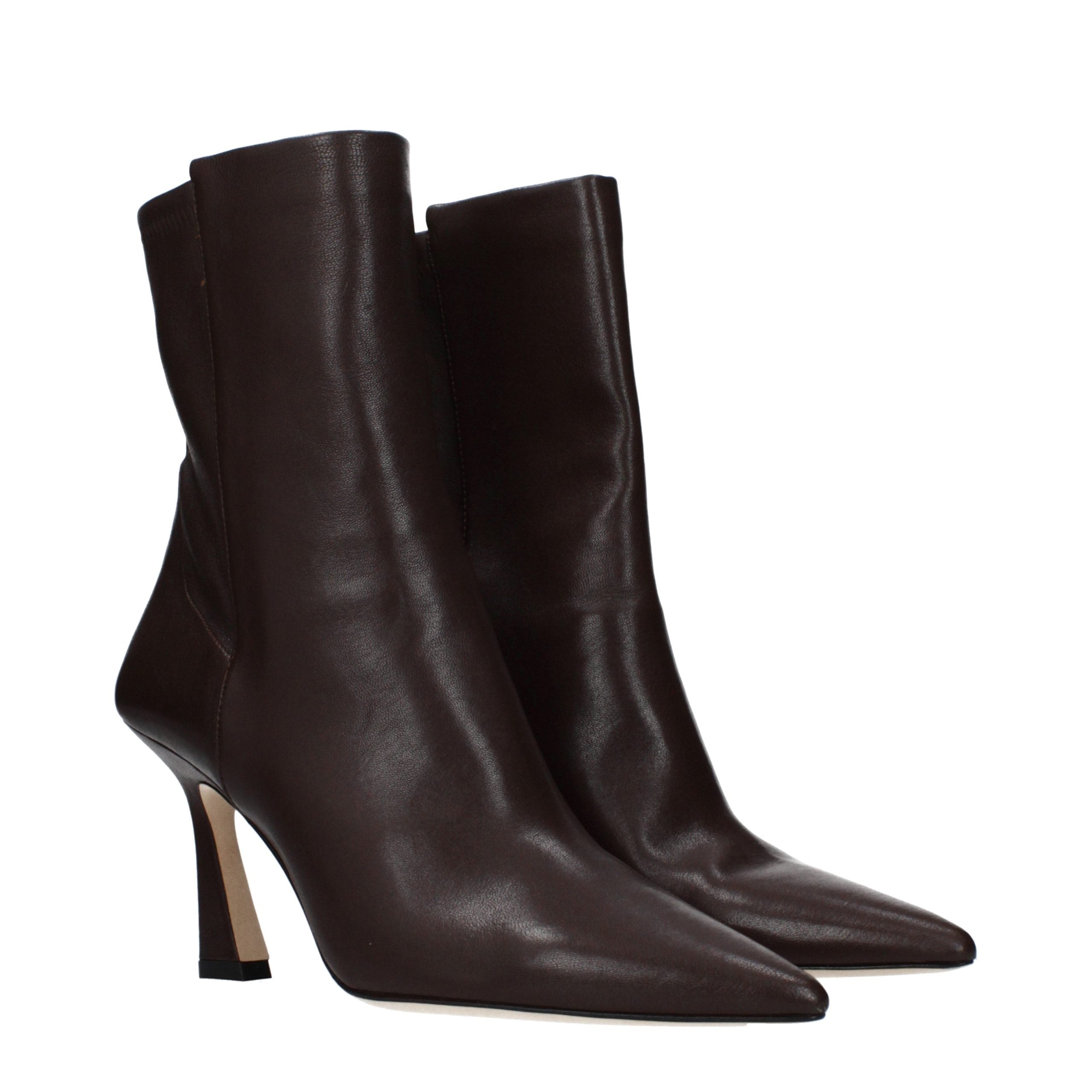 Stuart Weitzman Braune Lederstiefeletten