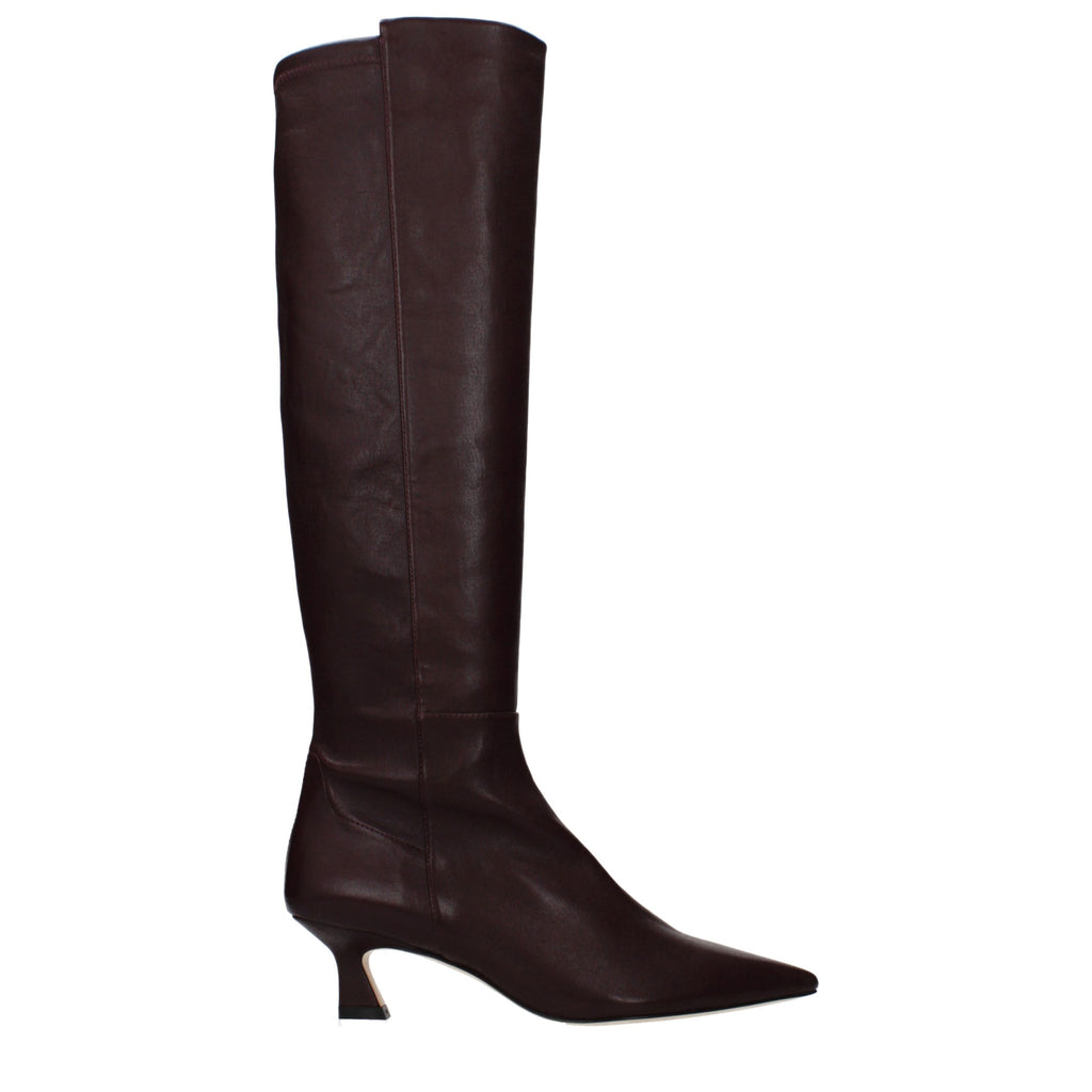 Stuart Weitzman Rote Leder-Stiefel mit hohem Absatz
