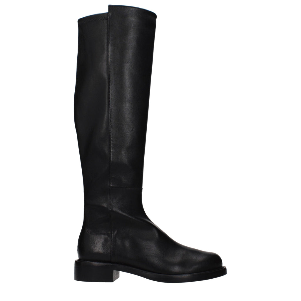 Stuart Weitzman Schwarze Leder Overknee-Stiefel