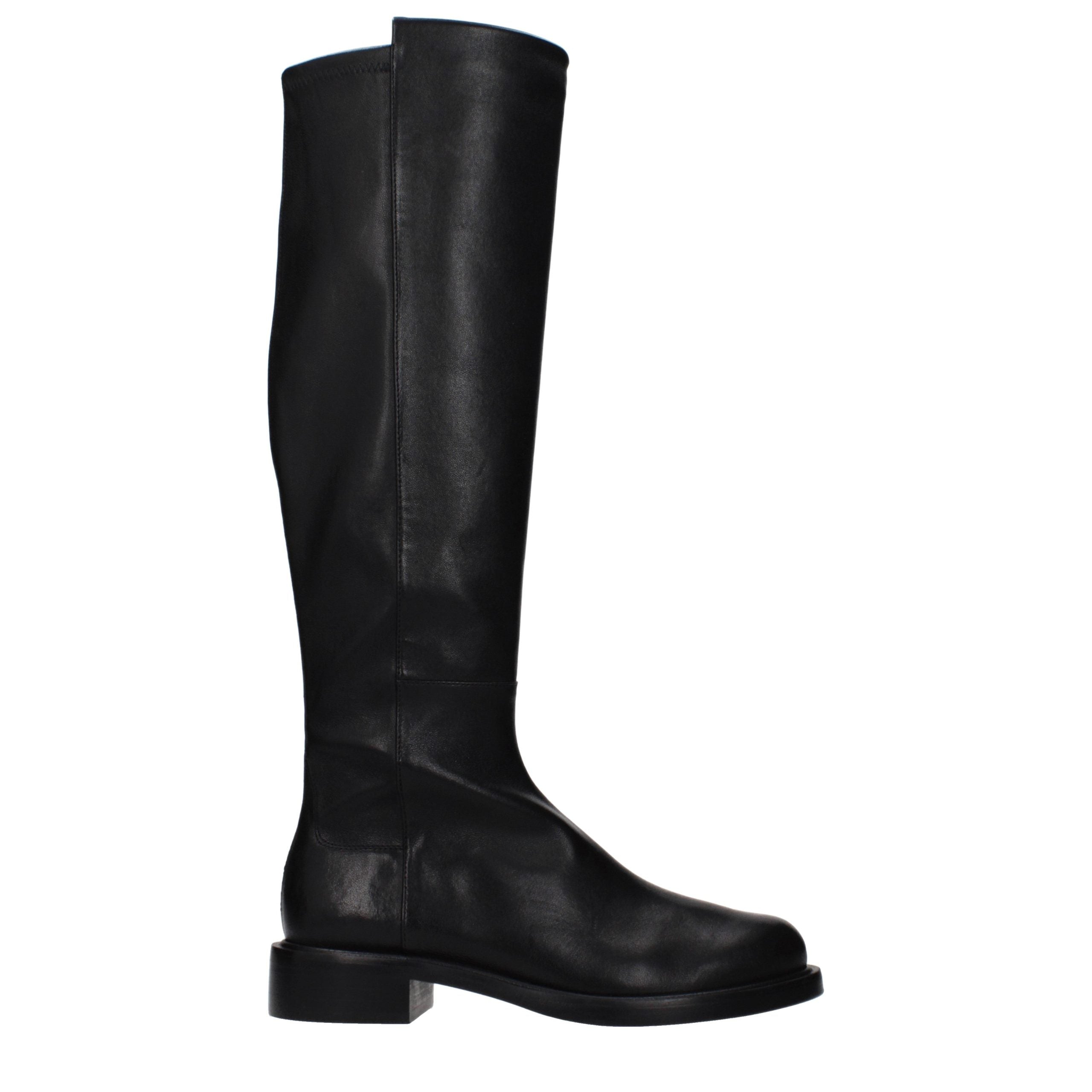 Stuart Weitzman Schwarze Leder Overknee-Stiefel