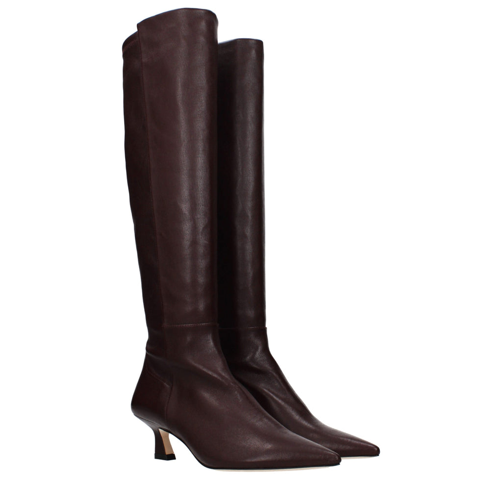 Stuart Weitzman Rote Leder-Stiefel mit hohem Absatz