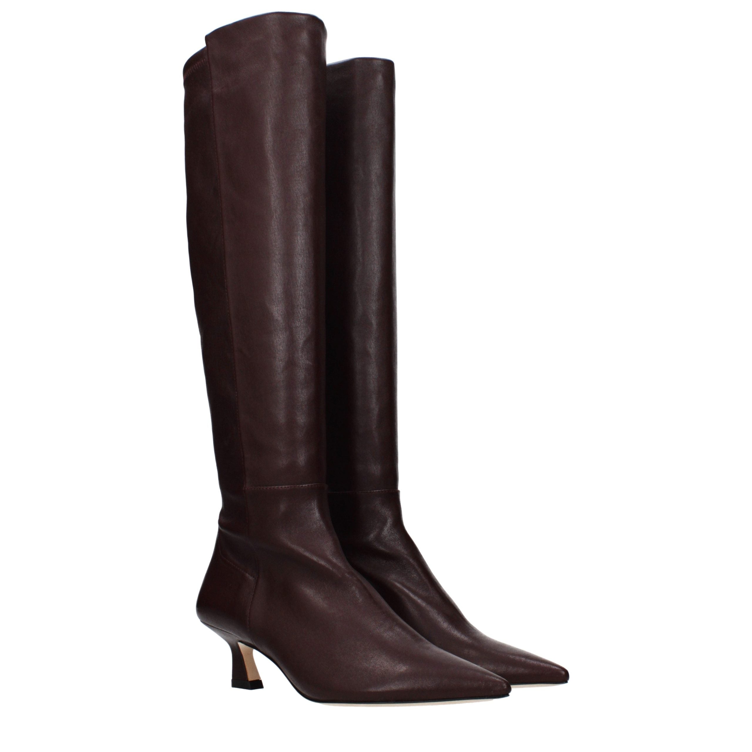 Stuart Weitzman Rote Leder-Stiefel mit hohem Absatz