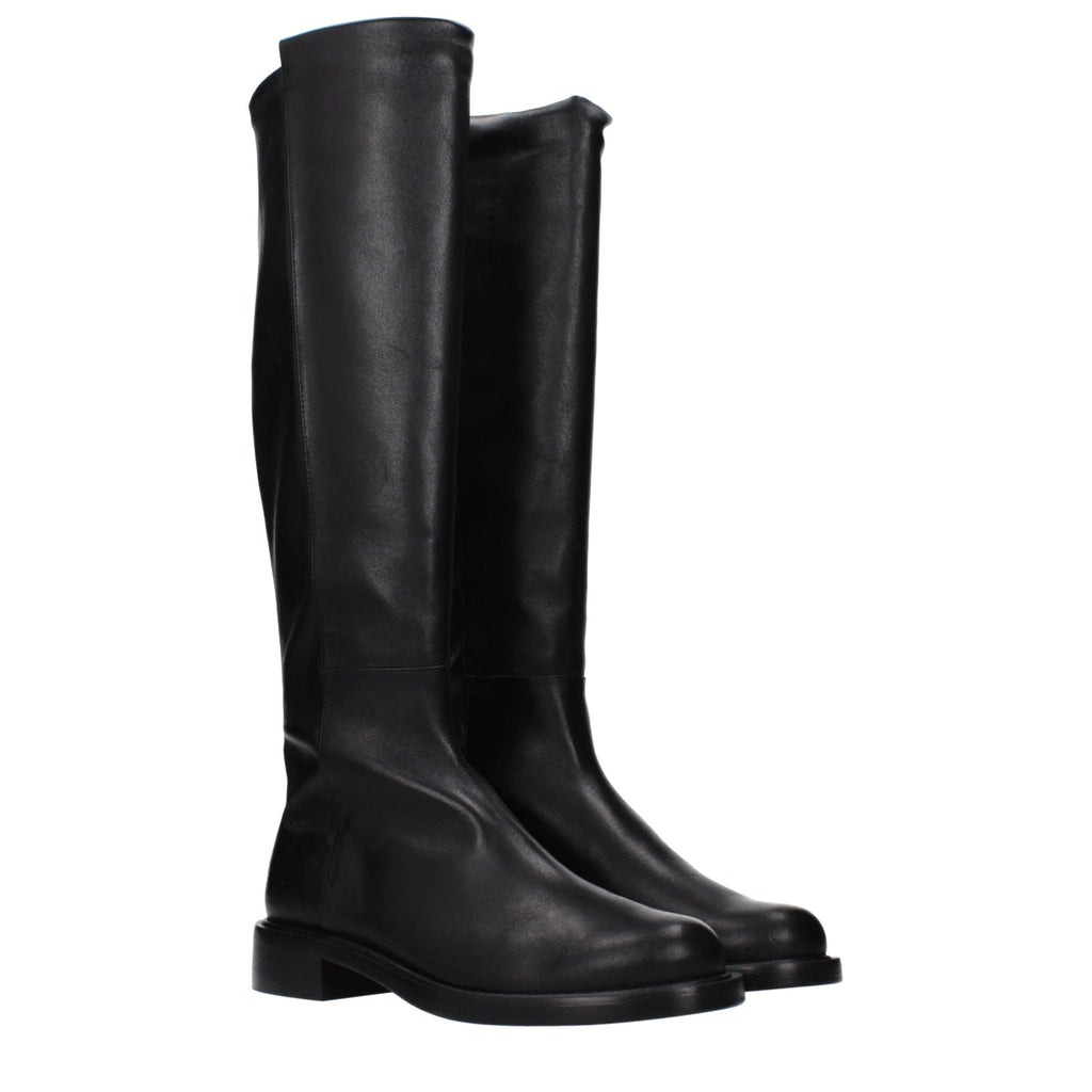 Stuart Weitzman Schwarze Leder Overknee-Stiefel