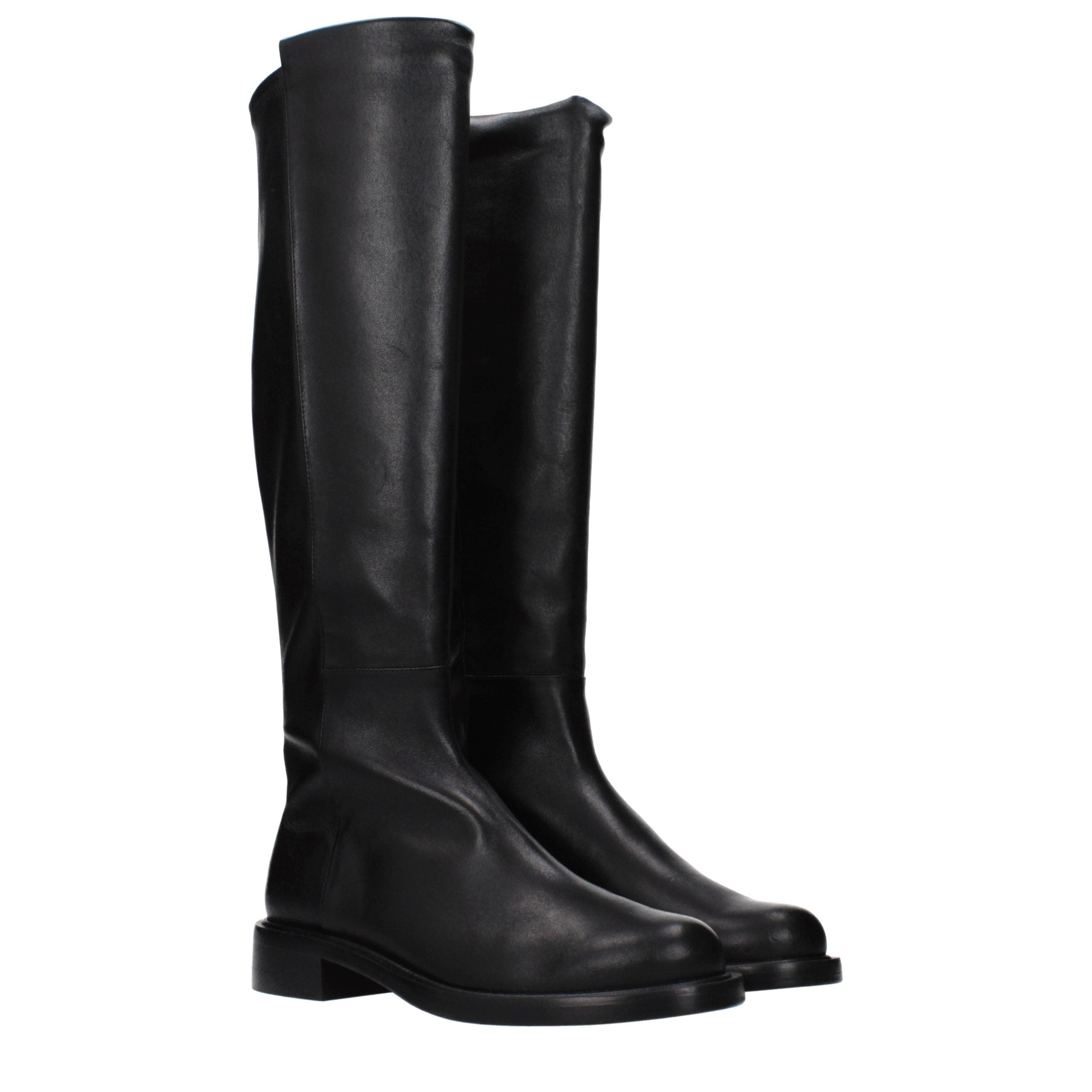 Stuart Weitzman Schwarze Leder Overknee-Stiefel