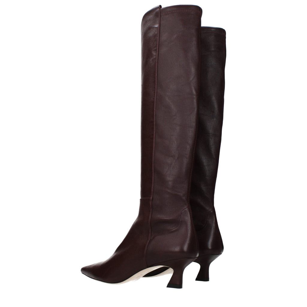 Stuart Weitzman Rote Leder-Stiefel mit hohem Absatz