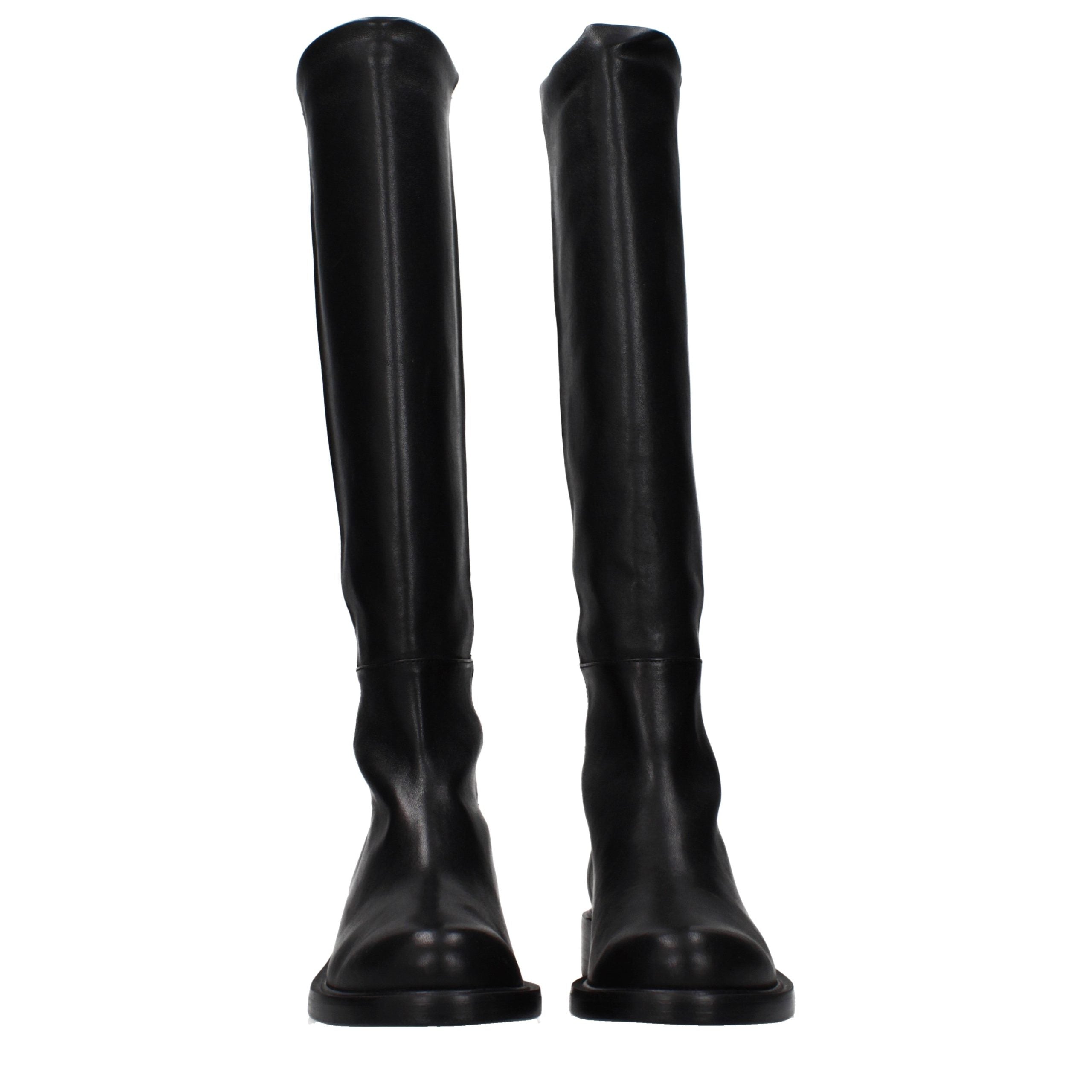 Stuart Weitzman Schwarze Leder Overknee-Stiefel