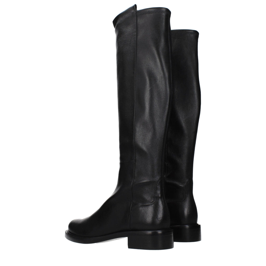 Stuart Weitzman Schwarze Leder Overknee-Stiefel