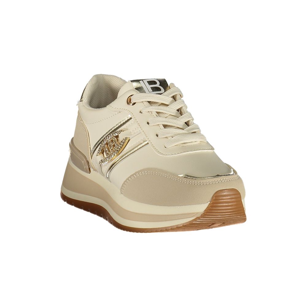 Laura Biagiotti Damen Sneaker aus Beige Polyurethan