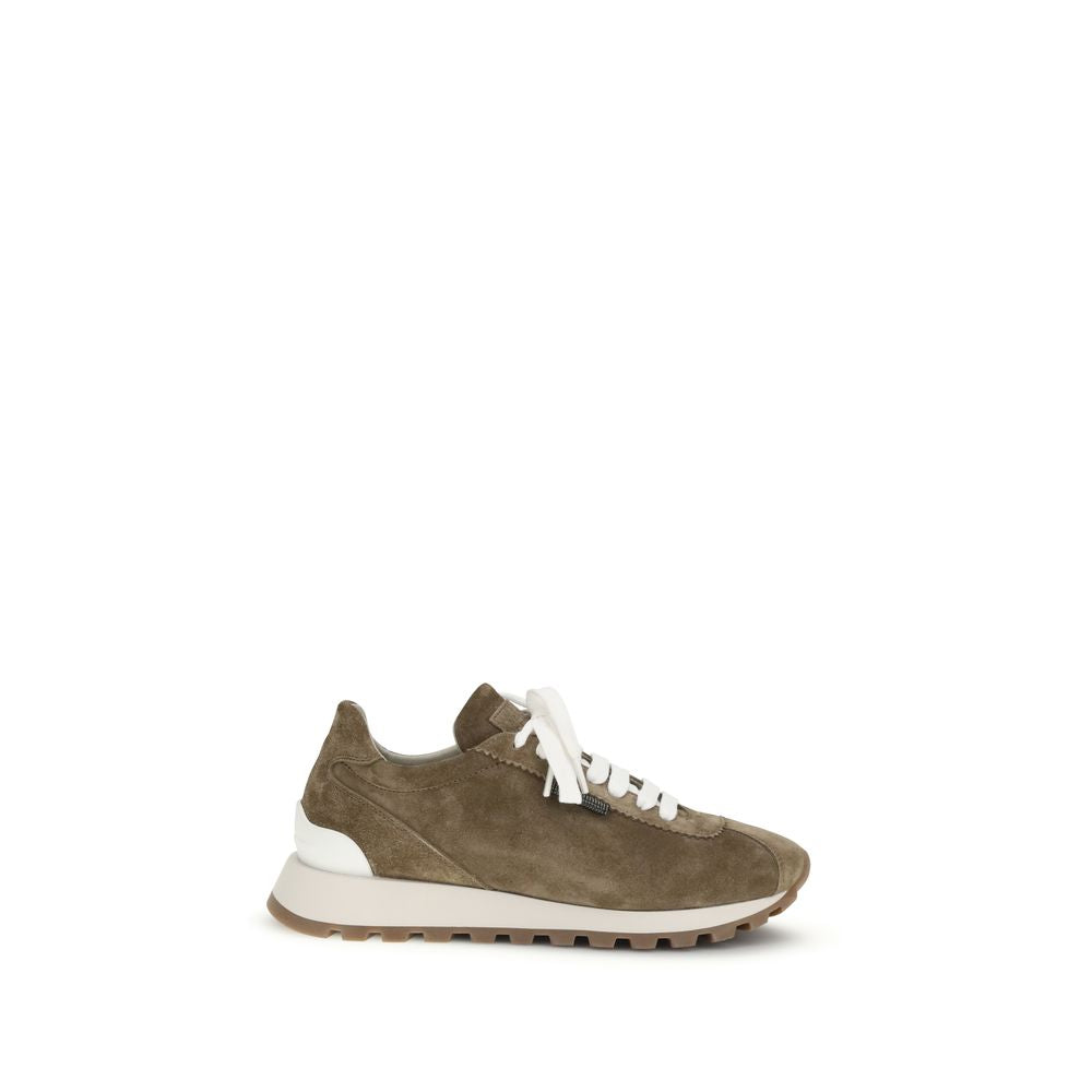 Brunello Cucinelli Brown Calfskin Bos Taurus Platform Sneakers