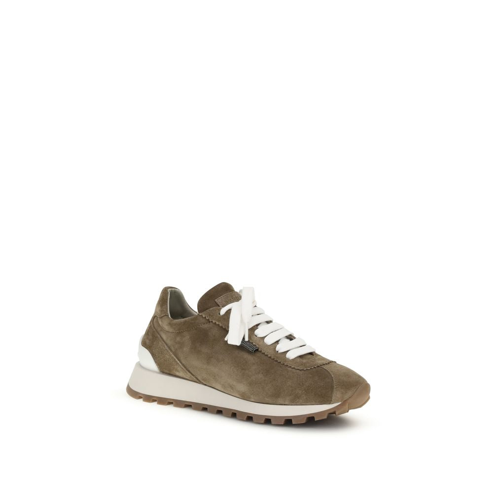Brunello Cucinelli Brown Calfskin Bos Taurus Platform Sneakers