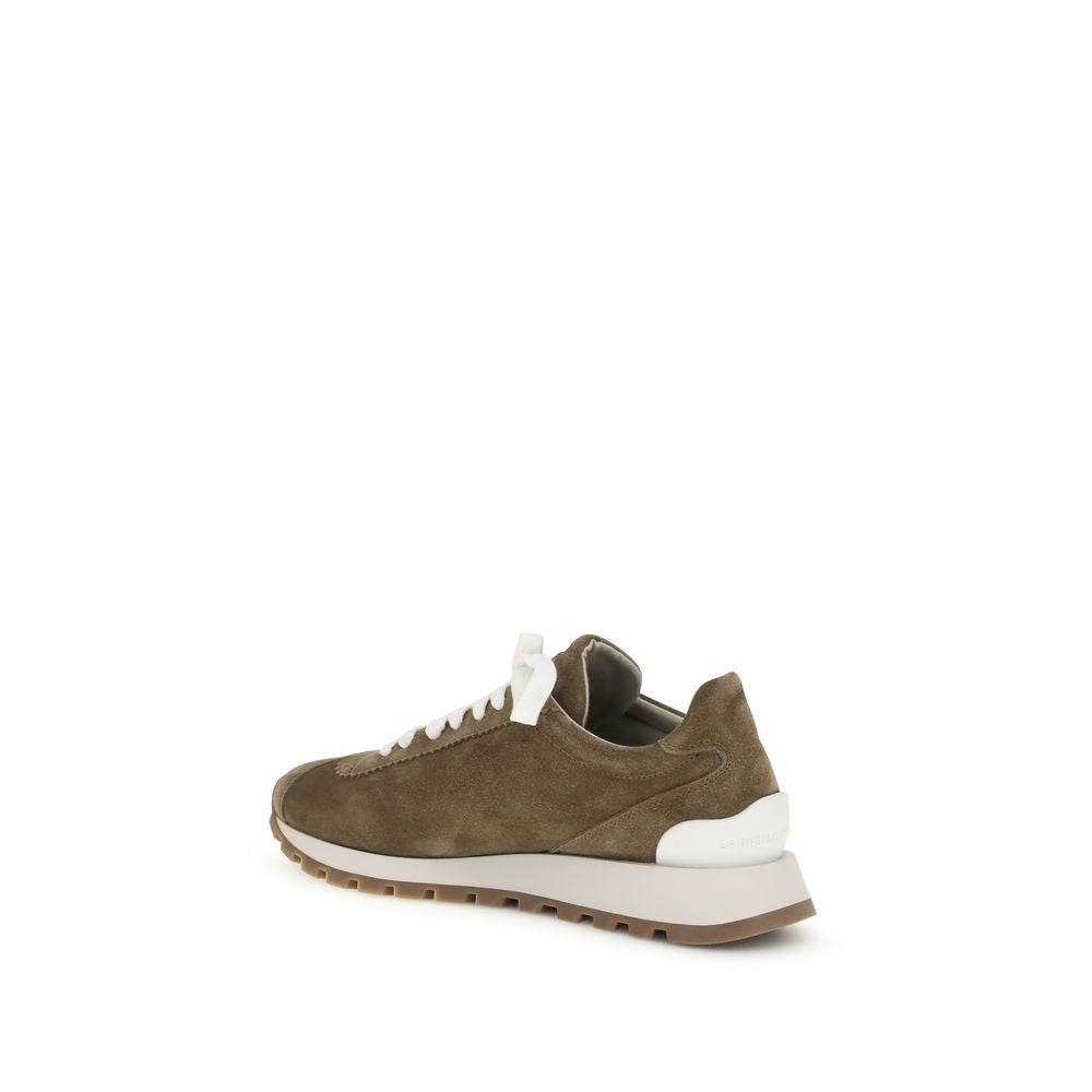 Brunello Cucinelli Brown Calfskin Bos Taurus Platform Sneakers