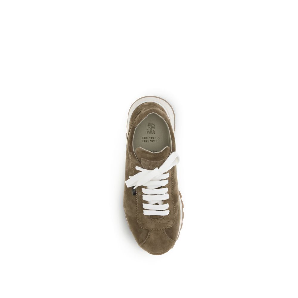 Brunello Cucinelli Brown Calfskin Bos Taurus Platform Sneakers