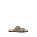 Brunello Cucinelli Graue Bos Taurus Kalbsleder-Sandalen