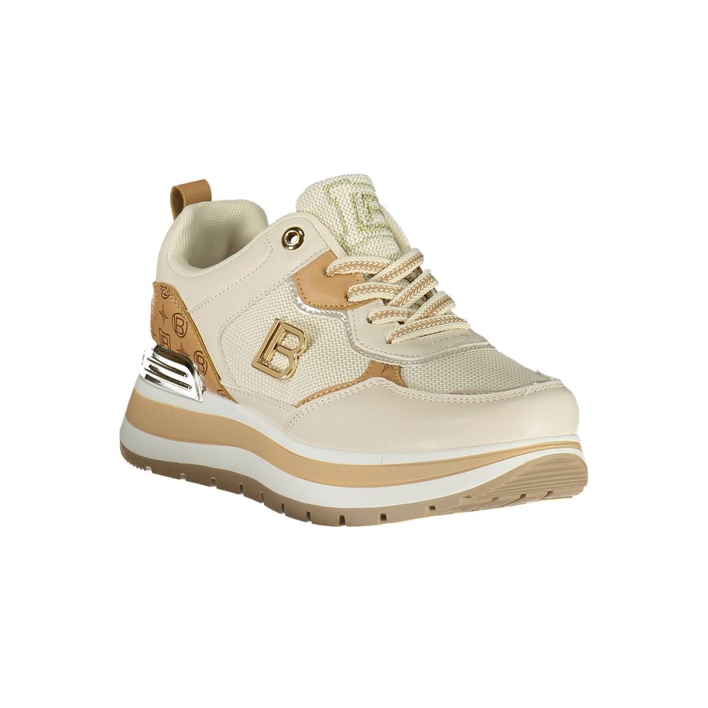 Laura Biagiotti Damen Sneaker aus Beige Polyurethan