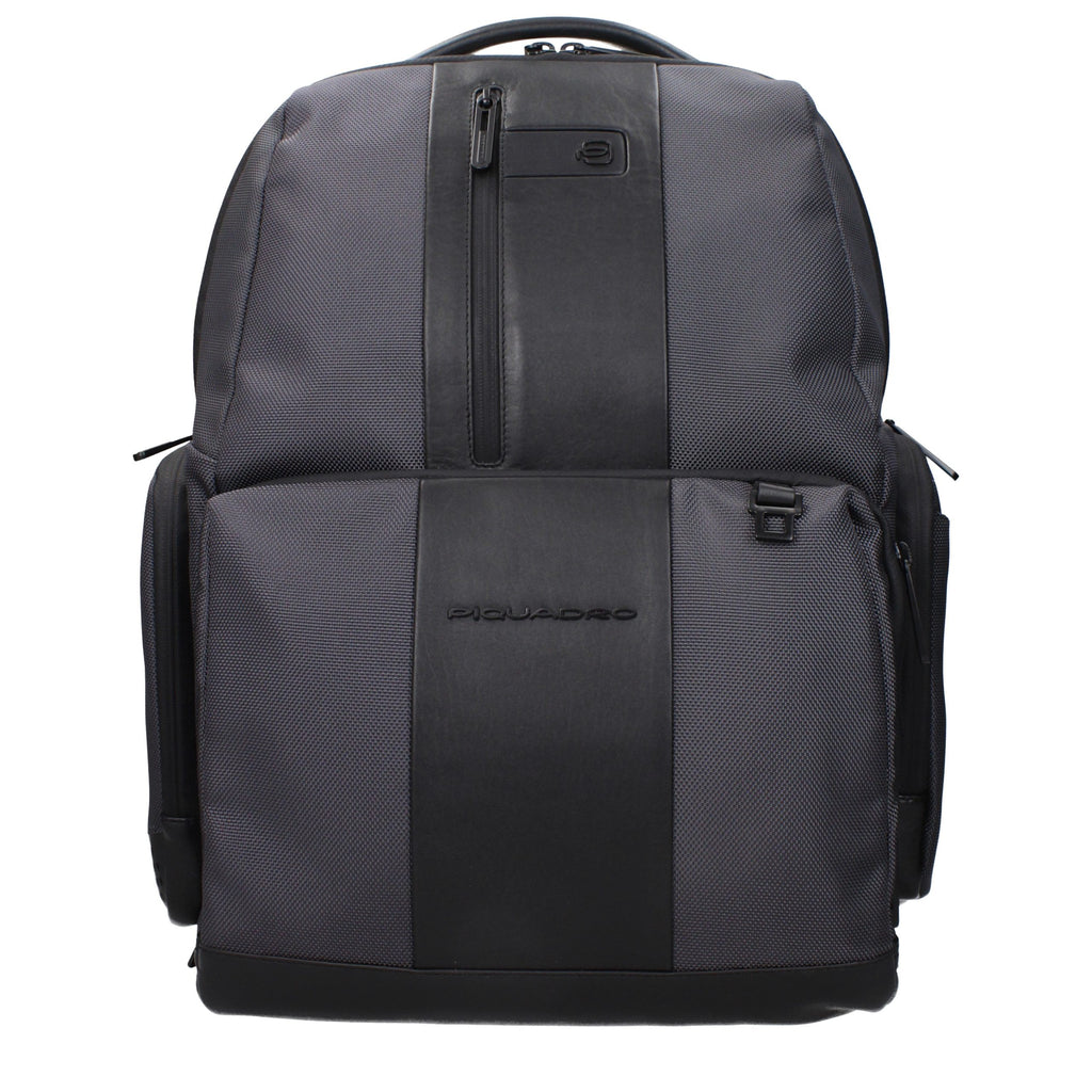Piquadro Grauer Rucksack aus recyceltem Nylon