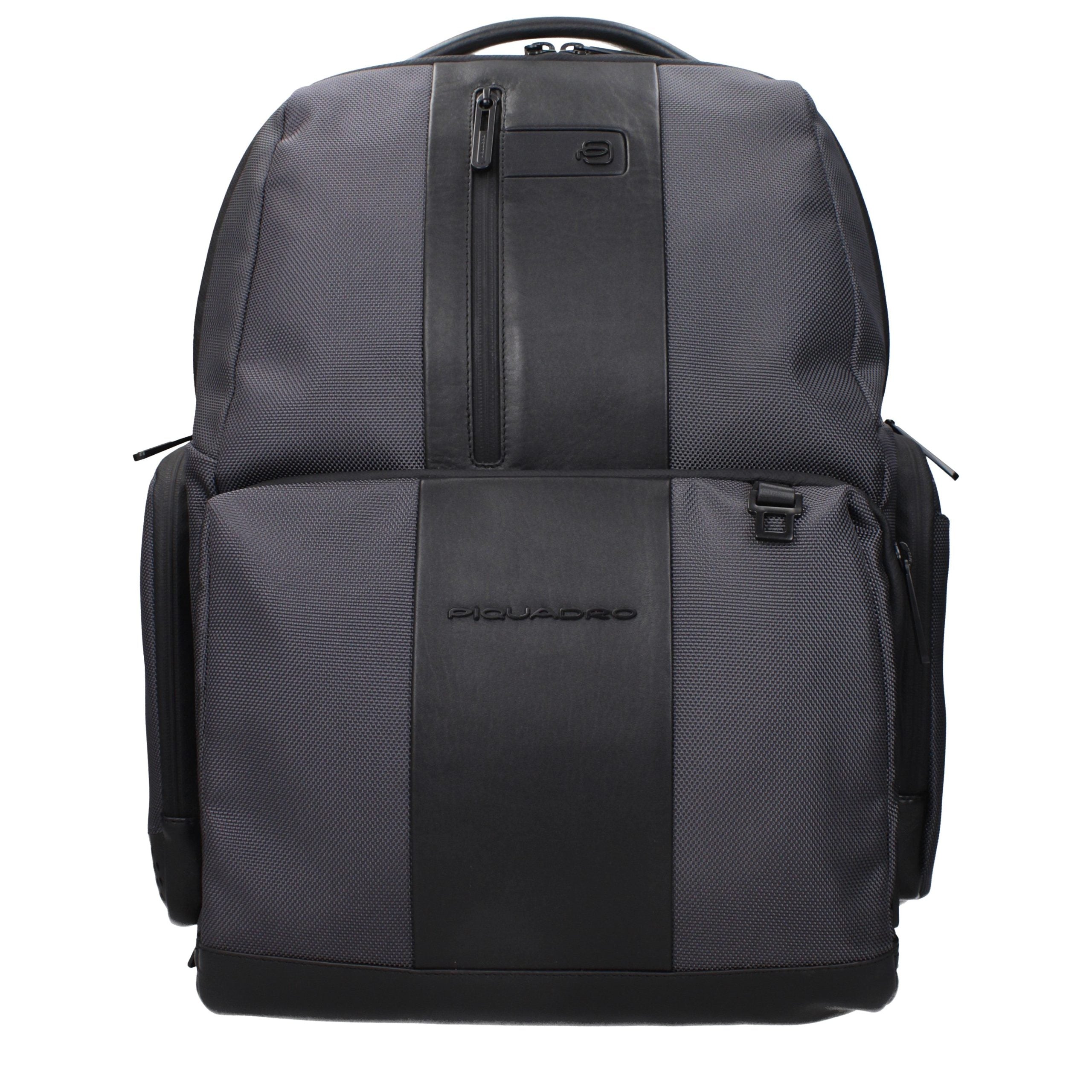 Piquadro Grauer Rucksack aus recyceltem Nylon