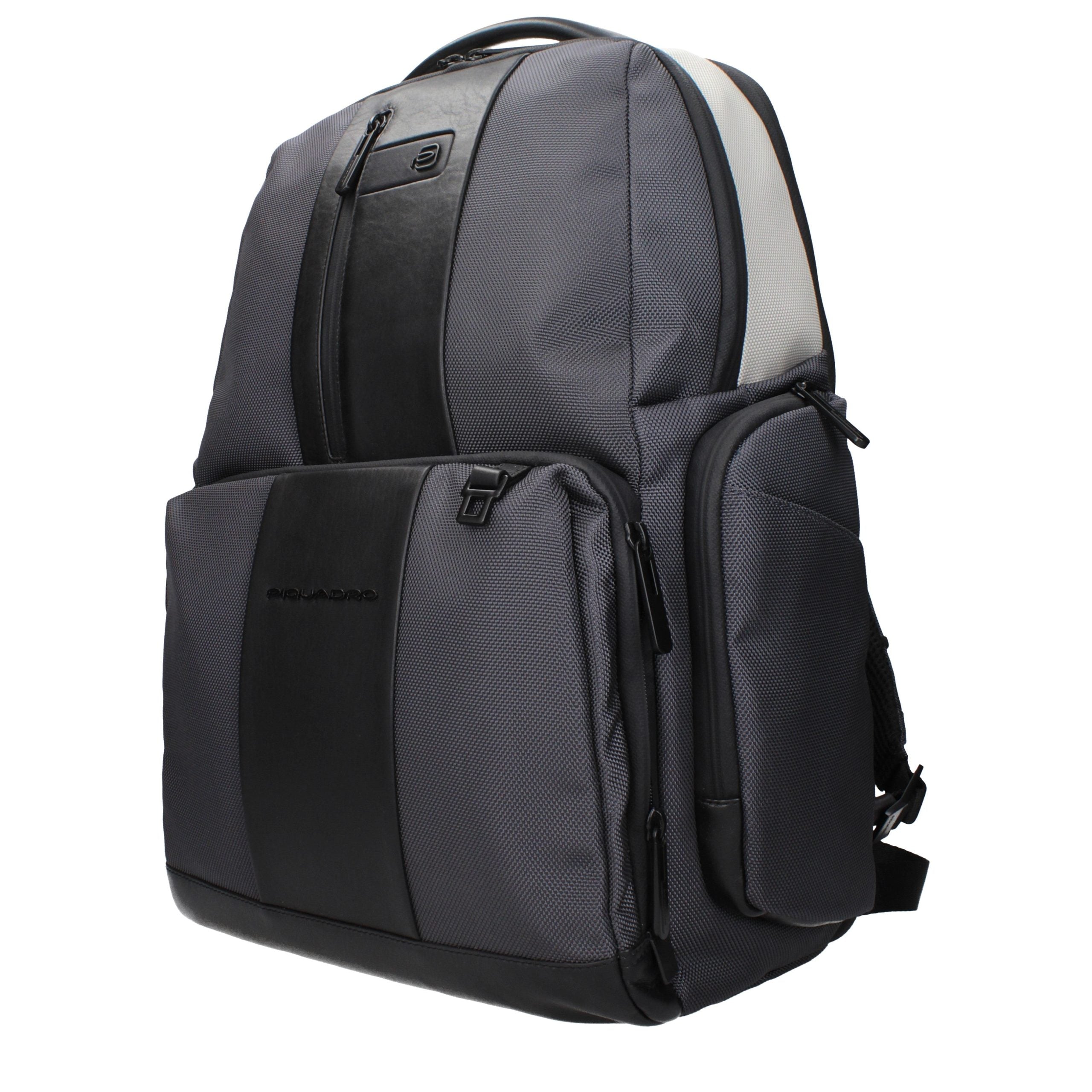 Piquadro Grauer Rucksack aus recyceltem Nylon