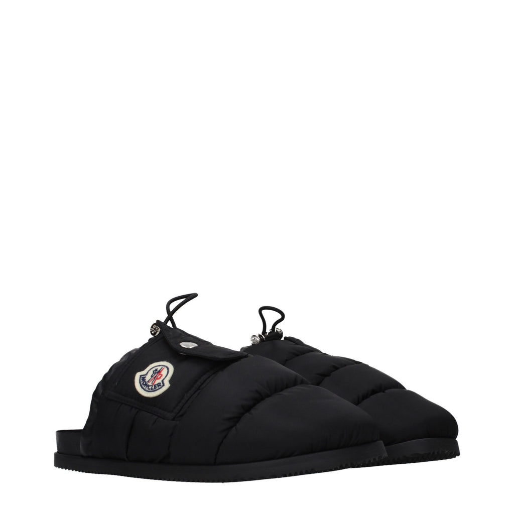 Moncler Schwarze Stoff-Slipper
