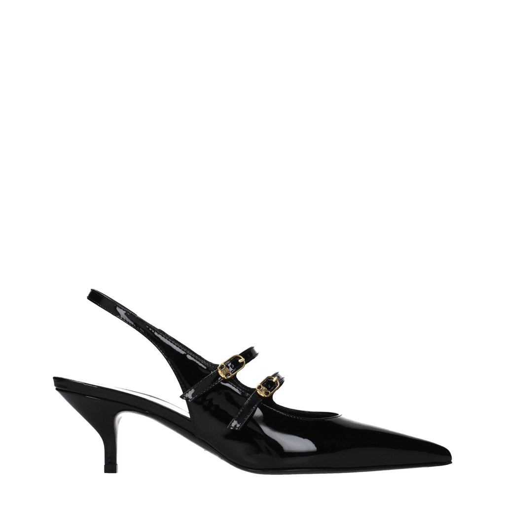 Celine Schwarze Ledersandalen