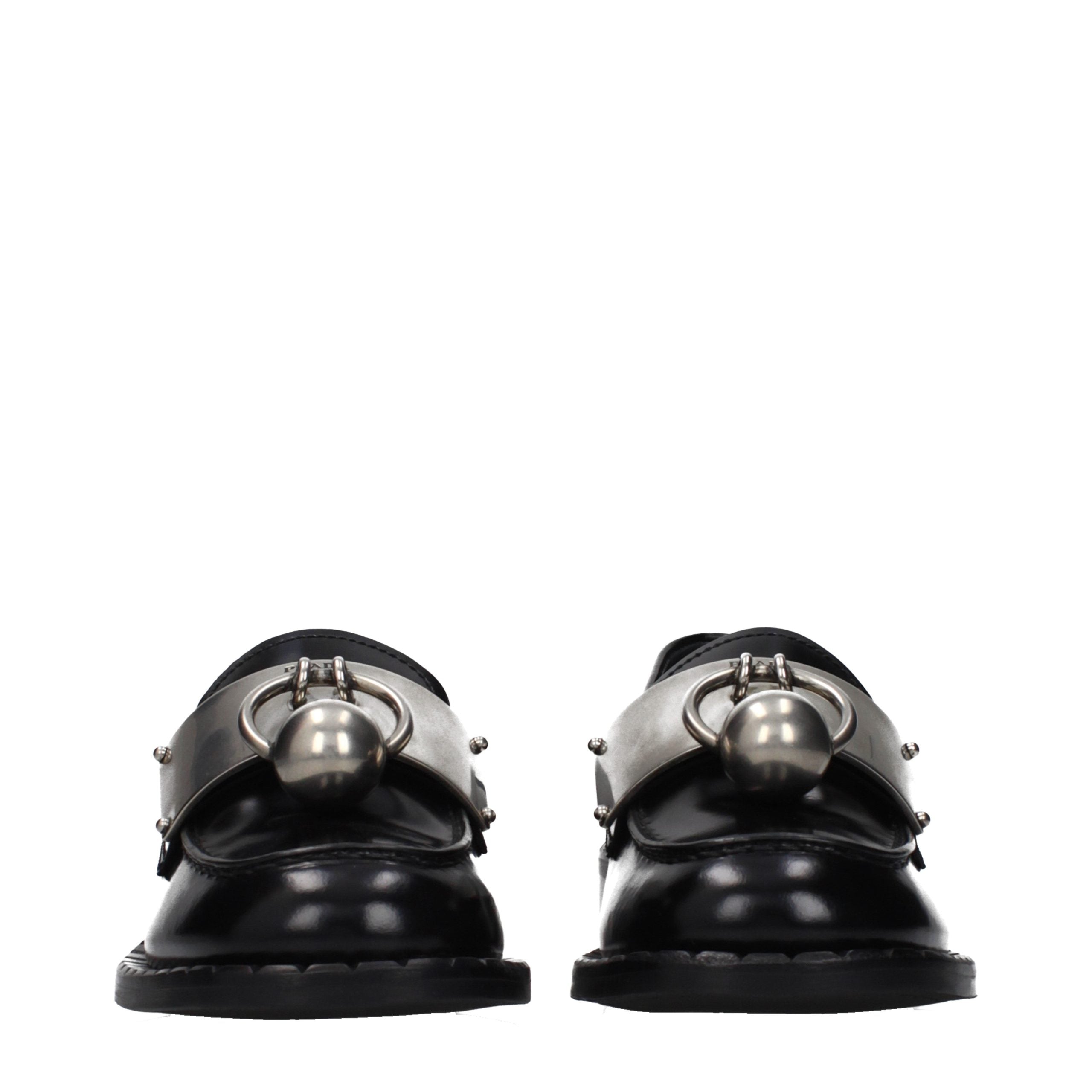 Prada Schwarze Leder Loafer zum Hineinschlüpfen