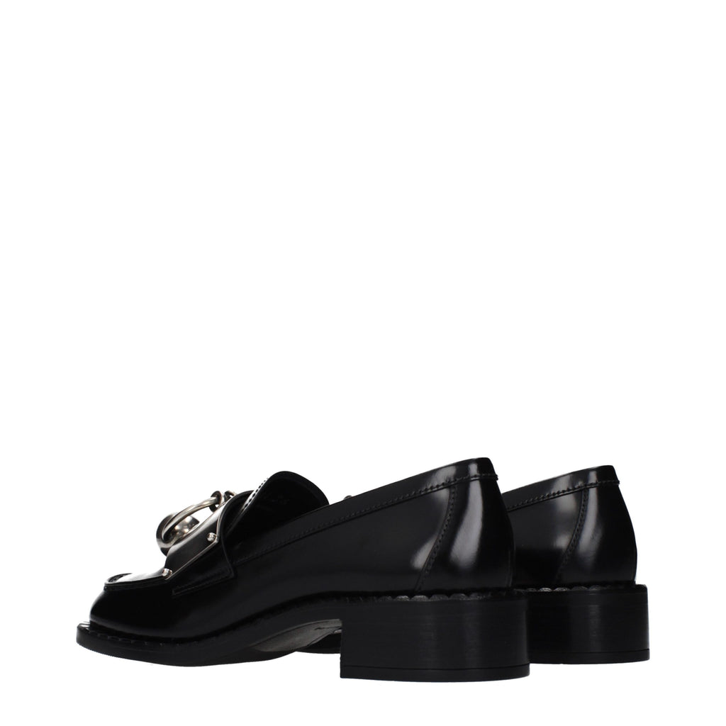 Prada Schwarze Leder Loafer zum Hineinschlüpfen