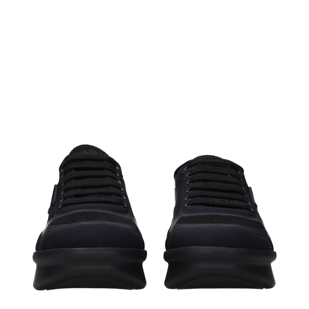 Prada Schwarze Stoff-Sneaker mit niedrigem Schaft