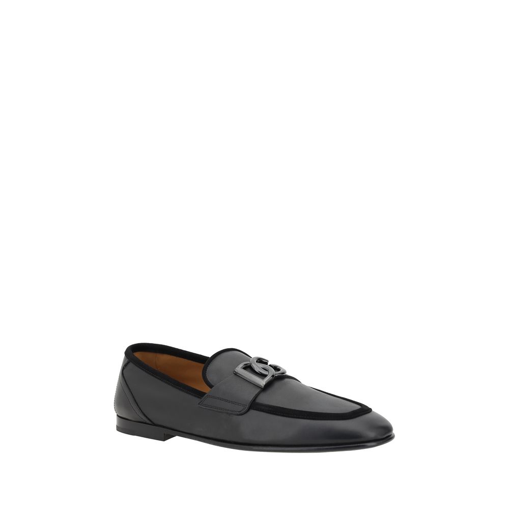Dolce & Gabbana Schwarze Loafer aus Kalbsleder Bos Taurus zum Hineinschlüpfen