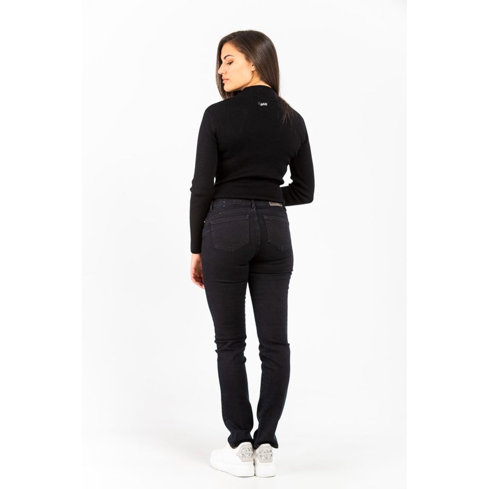 Gas Schwarze Baumwoll-Jeans im Slim Fit
