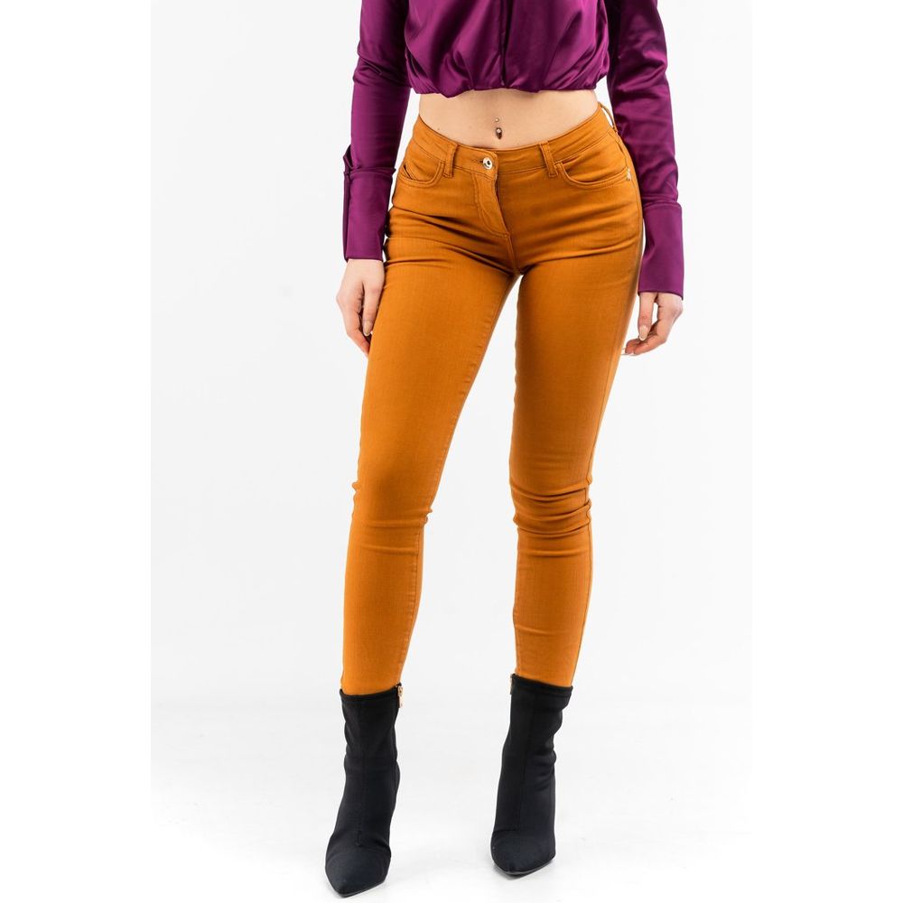 Patrizia Pepe Braune Baumwoll-Skinny-Jeans