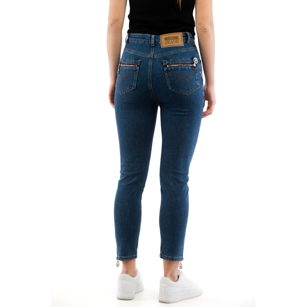 Moschino Mehrfarbige Baumwolljeans mit hoher Taille