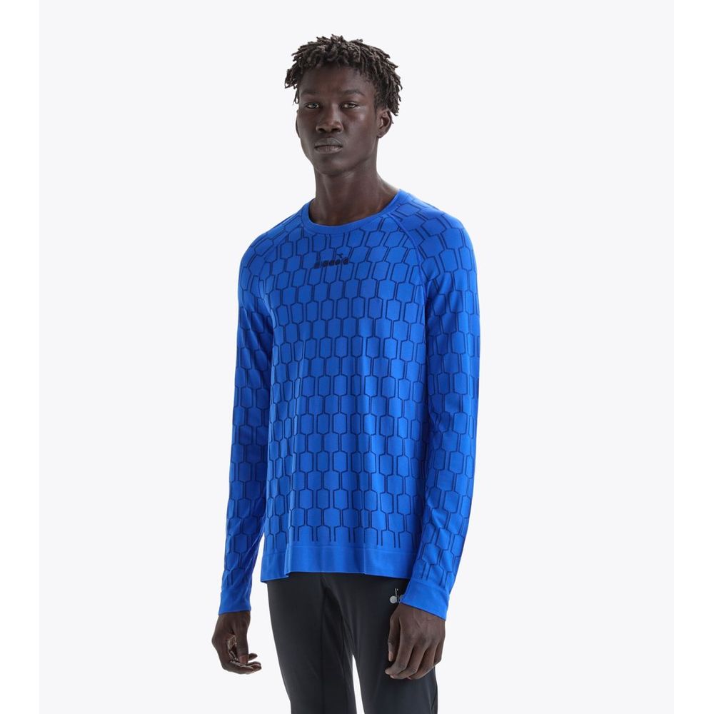 Diadora Blaues Langarmshirt aus Polyamid