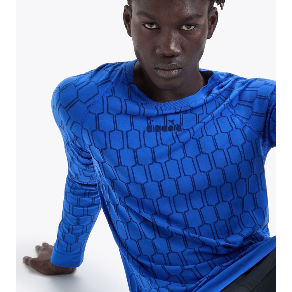 Diadora Blaues Langarmshirt aus Polyamid