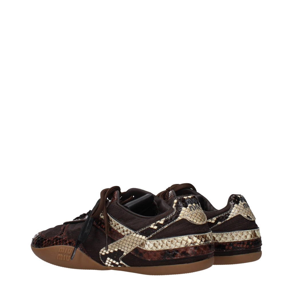 Miu Miu Braune Stoff-Sneaker mit niedrigem Schaft