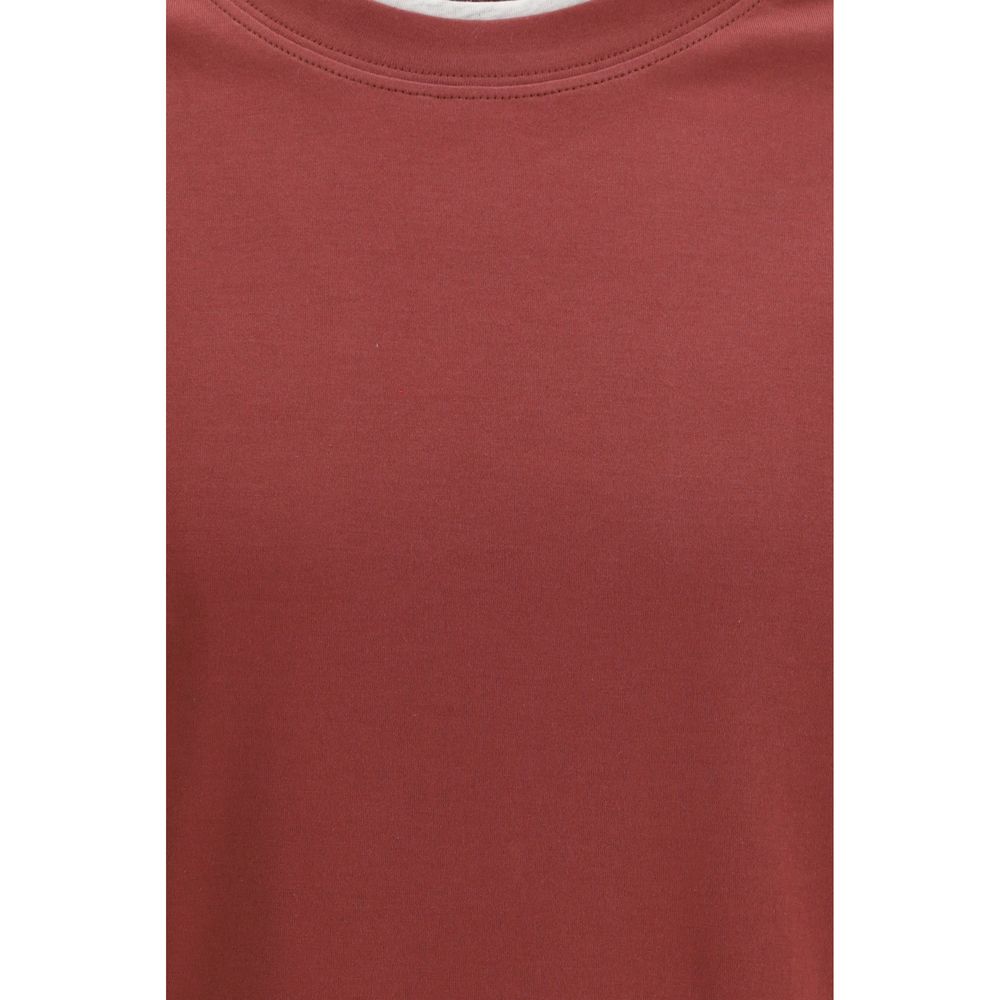 Brunello Cucinelli Bordeaux Baumwoll-T-Shirt