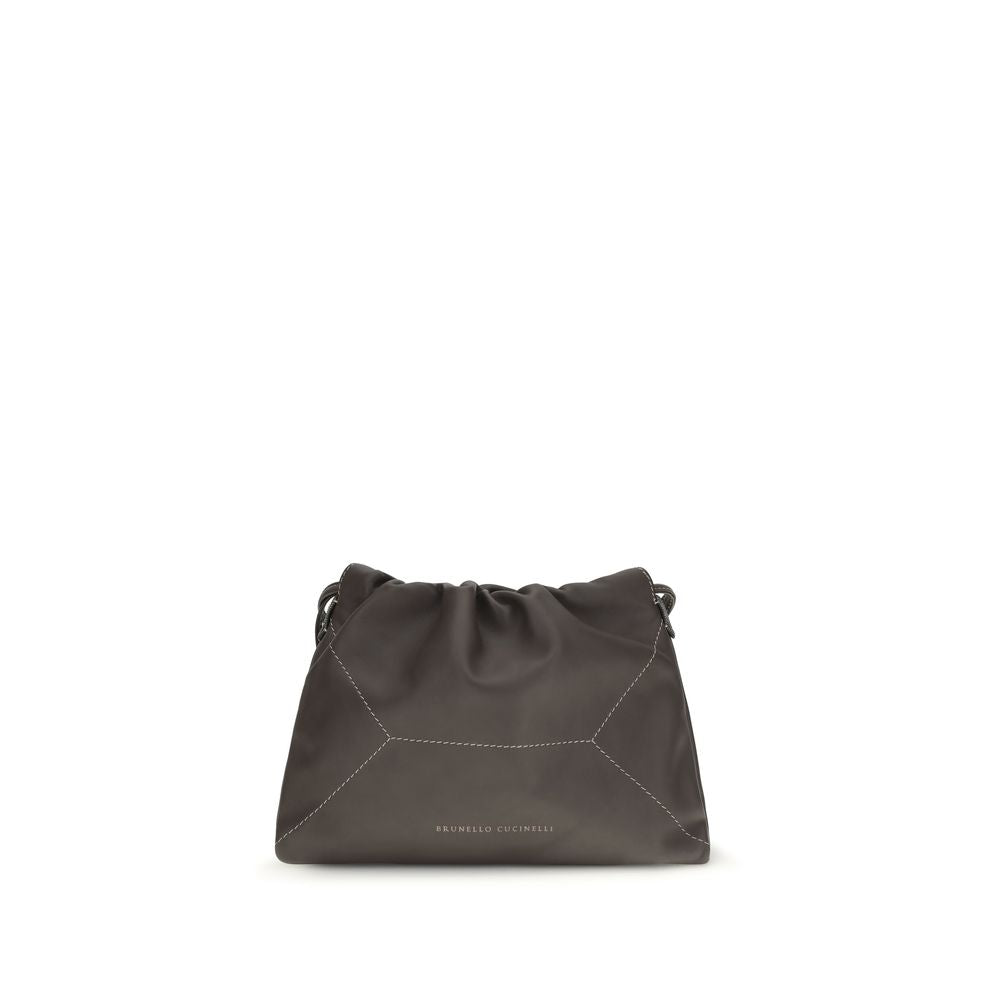 Brunello Cucinelli brown calf leather shoulder bag Bos Taurus