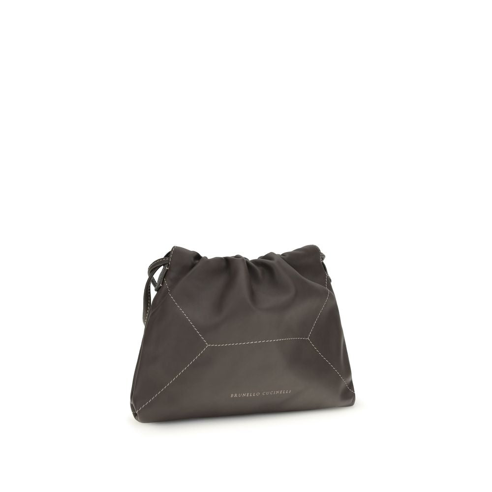 Brunello Cucinelli brown calf leather shoulder bag Bos Taurus