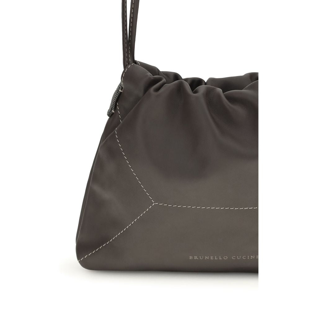 Brunello Cucinelli brown calf leather shoulder bag Bos Taurus