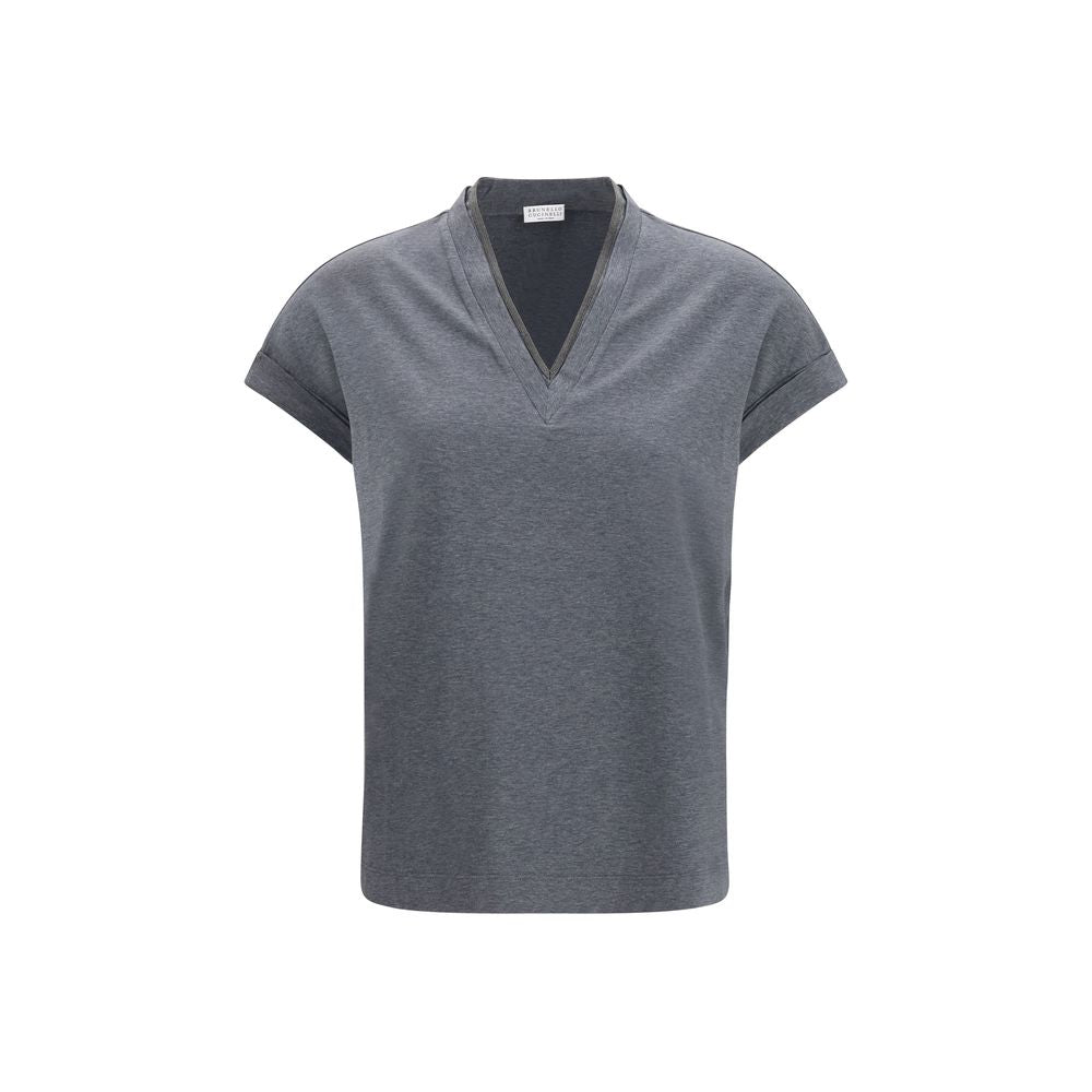 Brunello Cucinelli Graues Baumwoll-T-Shirt