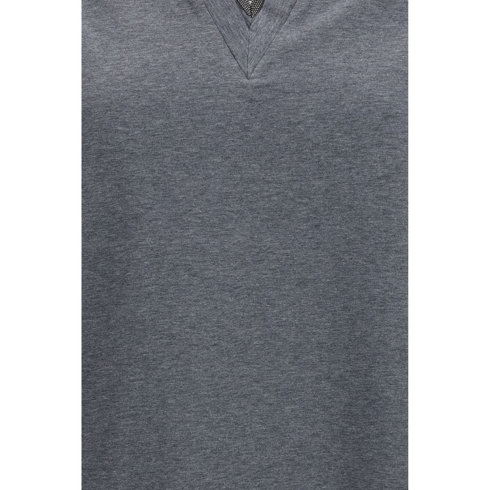 Brunello Cucinelli Graues Baumwoll-T-Shirt