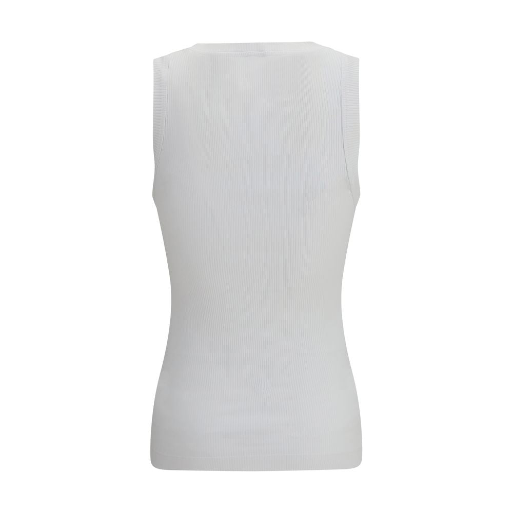 Brunello Cucinelli Weißes ärmelloses Baumwoll-T-Shirt