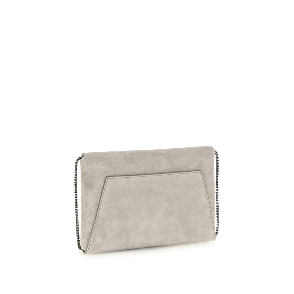 Brunello Cucinelli Graue Bos Taurus Kalbsleder Schultertasche