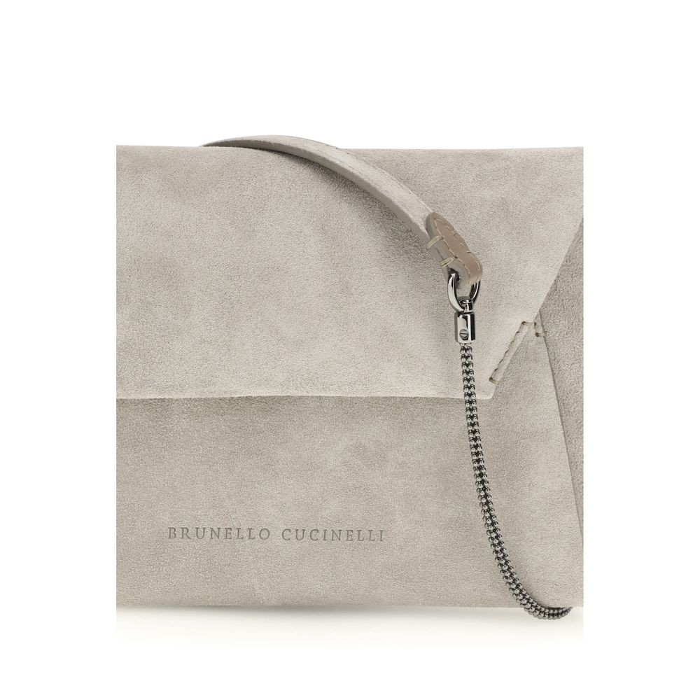 Brunello Cucinelli Graue Bos Taurus Kalbsleder Schultertasche